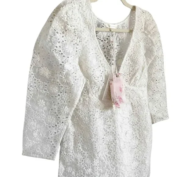 LoveShackFancy Faye Mini Dress 4 White NWT - Picture 3 of 11